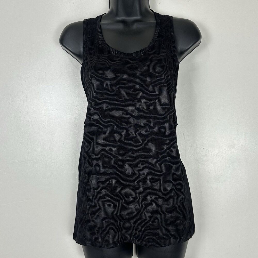 Lululemon Womens Run For Days Tank Black Camo Racerback Size 4/6 Yoga